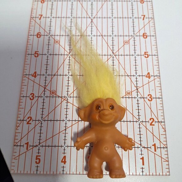 Wishnik Clown Troll Vintage 60s Long Yellow Hair Pink Green 3" Doll - Picture 8 of 9